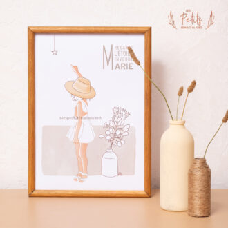 Affiche Prière Regarde l'étoile, invoque Marie, modèle fille - Illustration ©Les Petits Brins d'Olivier - Isabelle Monnerot-Dumaine