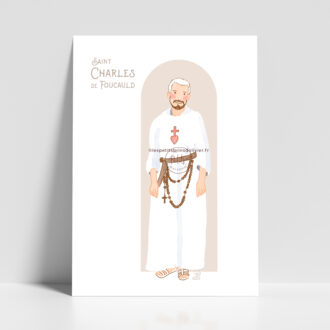 Affiche prière saint patron Saint Charles de Foucault - Illustration originale ©Les Petits Brins d'Olivier - Isabelle Monnerot-Dumaine