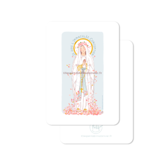 Carte postale Notre-Dame de Lourdes - Je suis l'Immaculée Conception - Illustration originale ©Les Petits Brins d’Olivier – Isabelle Monnerot-Dumaine.