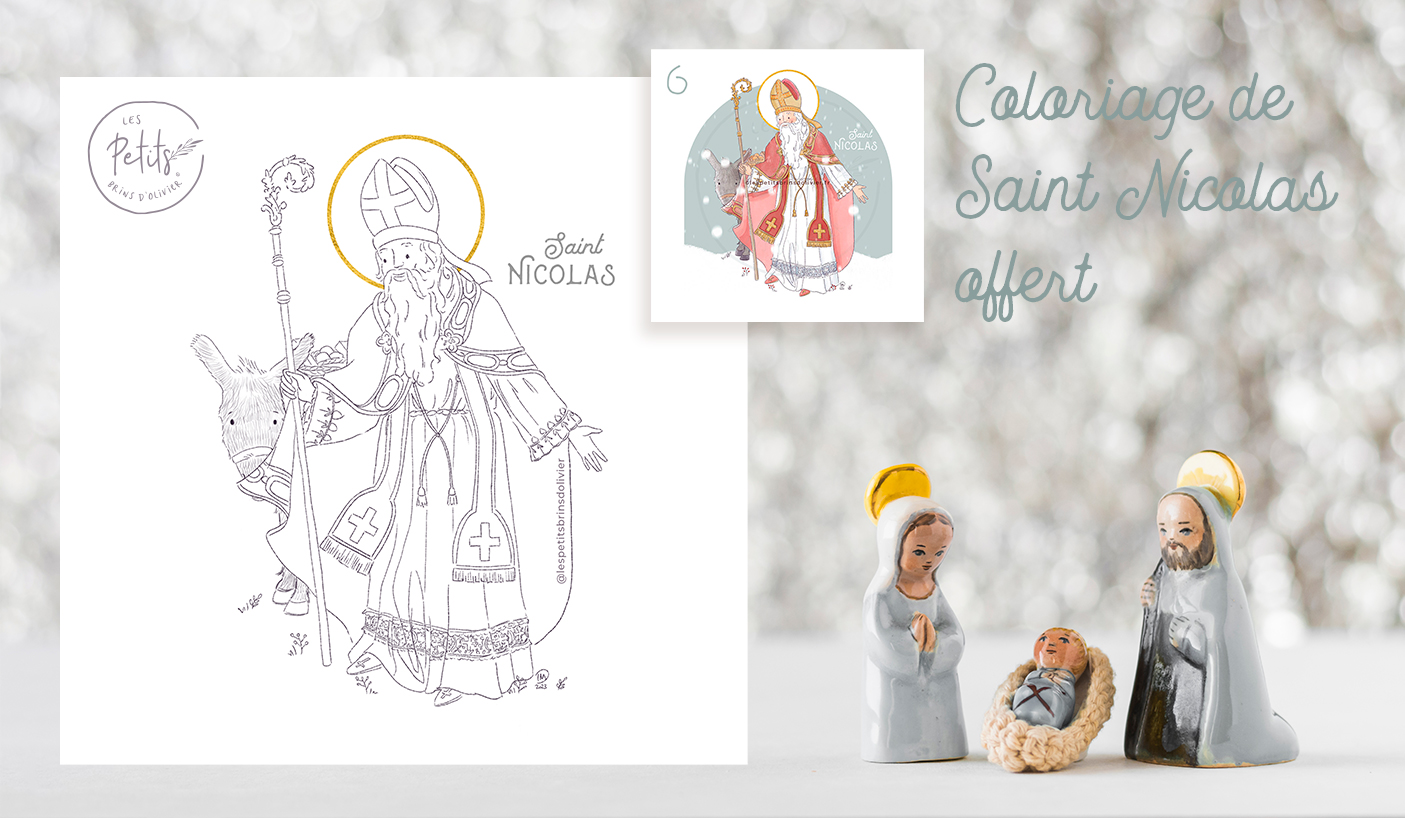 Coloriage Saint Nicolas - Les Petits Brins d'Olivier illustrations