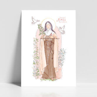 Sainte Aimée d'Assise - Affiche, carte prière illustration saint patron illustré - Illustration originale ©Les Petits Brins d’Olivier – Isabelle Monnerot-Dumaine.