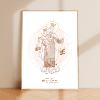Affiche prière Notre-Dame du Mont-Carmel - Illustration ©Les Petits Brins d'Olivier - Isabelle Monnerot-Dumaine