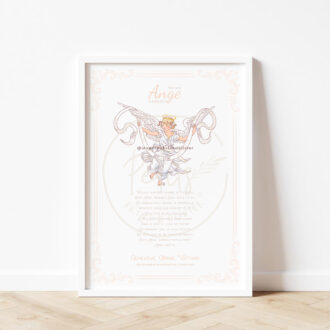 Affiche prière à l'Ange gardien personnalisable pour une naissance - Illustration originale ©Les Petits Brins d’Olivier – Isabelle Monnerot-Dumaine.