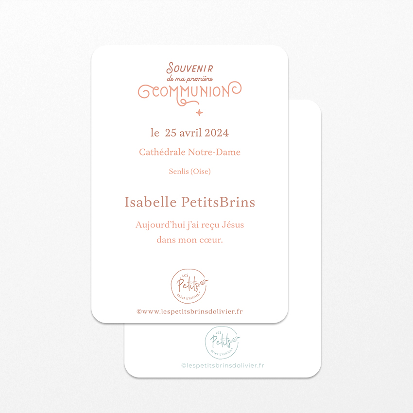 Verso à personnaliser "Souvenir de ma première communion" les Petits Brins d'Olivier