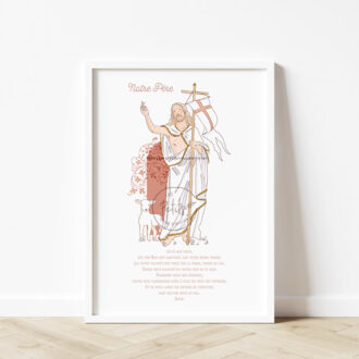 Affiche Notre Père illustré - Sienne - Illustration originale ©Les Petits Brins d’Olivier – Isabelle Monnerot-Dumaine.