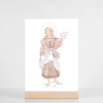 Sainte Zita de Lucques - Affichette, grande carte prière illustration saint patron illustré - Illustration originale ©Les Petits Brins d’Olivier – Isabelle Monnerot-Dumaine.