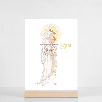 Grande carte, affichette Notre-Dame de la Sagesse illustration de la Sainte Vierge Marie tenant l'Enfant-Jésus contre son Cœur - Illustration originale ©Les Petits Brins d'Olivier - Isabelle Monnerot-Dumaine