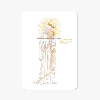 Carte postale Notre-Dame de la Sagesse illustration de la Sainte Vierge Marie tenant l'Enfant-Jésus contre son Cœur - Illustration originale ©Les Petits Brins d'Olivier - Isabelle Monnerot-Dumaine