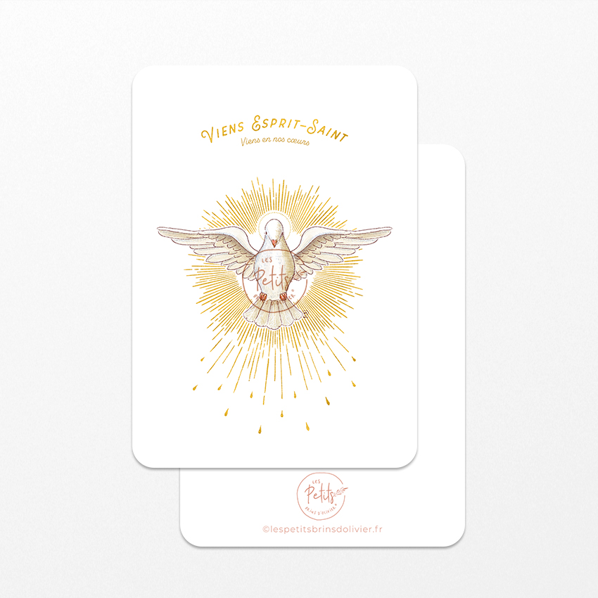 Image Signet de confirmation et baptême "Viens Esprit-Saint, viens en nos coeurs" - Illustration originale ©Les Petits Brins d'Olivier - Isabelle Monnerot-Dumaine