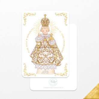 Image Signet de Baptême Saint Enfant-Jésus de Prague - Finition dorure - Illustration originale ©Les Petits Brins d’Olivier – Isabelle Monnerot-Dumaine.