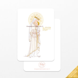 Image signet de baptême Notre-Dame de la Sagesse, finition dorure "Or". Illustration originale ©Les Petits Brins d'Olivier - Isabelle Monnerot-Dumaine