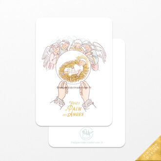 Image signet de première communion Voici le Pain des Anges, finition dorure "Or". Illustration originale ©Les Petits Brins d'Olivier - Isabelle Monnerot-Dumaine