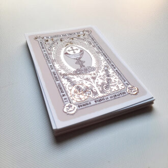 Image de première communion signet In te, Domine, speravi ; non confundar in aeternum. Finition dorure - Illustration ©Les Petits Brins d'Olivier - Isabelle Monnerot-Dumaine