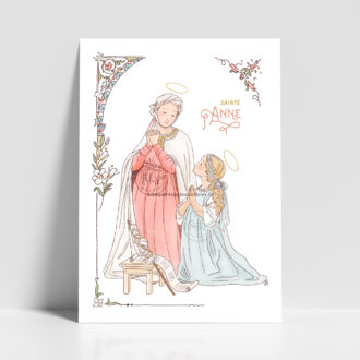 Sainte Anne - Affiche, carte prière illustration sainte patronne illustrée - Illustration originale ©Les Petits Brins d’Olivier – Isabelle Monnerot-Dumaine.