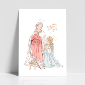Sainte Anne - Affiche, carte prière illustration sainte patronne illustrée - Illustration originale ©Les Petits Brins d’Olivier – Isabelle Monnerot-Dumaine.