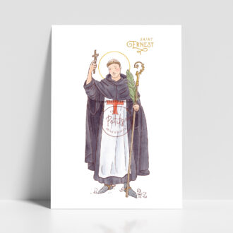 Saint Ernest de Zwifulda - Affiche, carte prière illustration saint patron illustré - Illustration originale ©Les Petits Brins d’Olivier – Isabelle Monnerot-Dumaine.