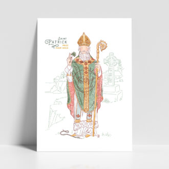 Saint Patrick - Affiche, carte prière illustration saint patron illustré - Illustration originale ©Les Petits Brins d’Olivier – Isabelle Monnerot-Dumaine.