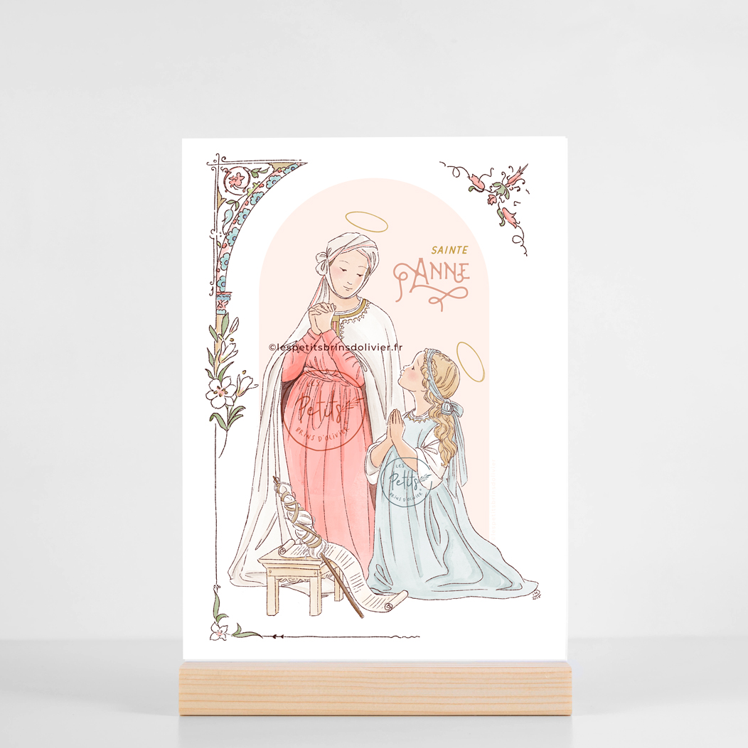 Sainte Anne - Grande carte A5 - Illustration sainte patronne illustrée - Illustration originale ©Les Petits Brins d’Olivier – Isabelle Monnerot-Dumaine.