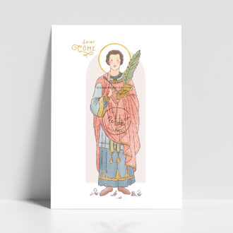 Saint Côme - Affiche, carte prière illustration saint patron illustré - Illustration originale ©Les Petits Brins d’Olivier – Isabelle Monnerot-Dumaine.
