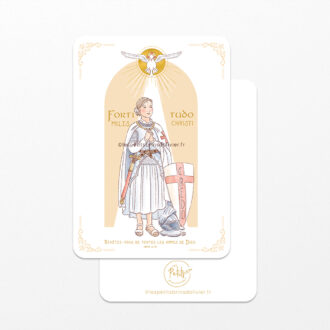 Image signet de Confirmation à personnaliser "Fortitudo Miles Christi" Version fille châtain - Les Petits Brins d'Olivier - Isabelle Monnerot-Dumaine