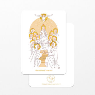 Image signet de Confirmation "Tous furent remplis de l'Esprit-Saint, au Cénacle, version ocre - Illustration originale ©Les Petits Brins d'Olivier - Isabelle Monnerot-Dumaine