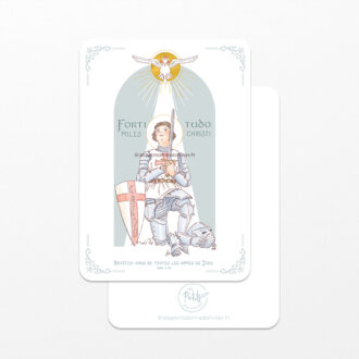 Image signet de Confirmation à personnaliser "Fortitudo Miles Christi" Version sainte Jeanne d'Arc couleur bleue - Les Petits Brins d'Olivier - Isabelle Monnerot-Dumaine