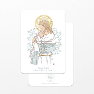 Image signet de baptême "Je suis devenu enfant de Dieu, Alléluia !" - Illustration originale ©Les Petits Brins d’Olivier – Isabelle Monnerot-Dumaine.