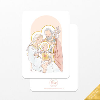 Sainte Famille finition dorure - Image signet de baptême - Illustration originale ©Les Petits Brins d’Olivier – Isabelle Monnerot-Dumaine.