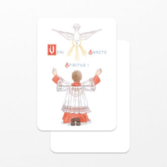 Veni Sancte Spiritus - Image signet de Confirmation Enfant de choeur © Illustration originale Isabelle Monnerot-Dumaine – Les Petits Brins d’Olivier.