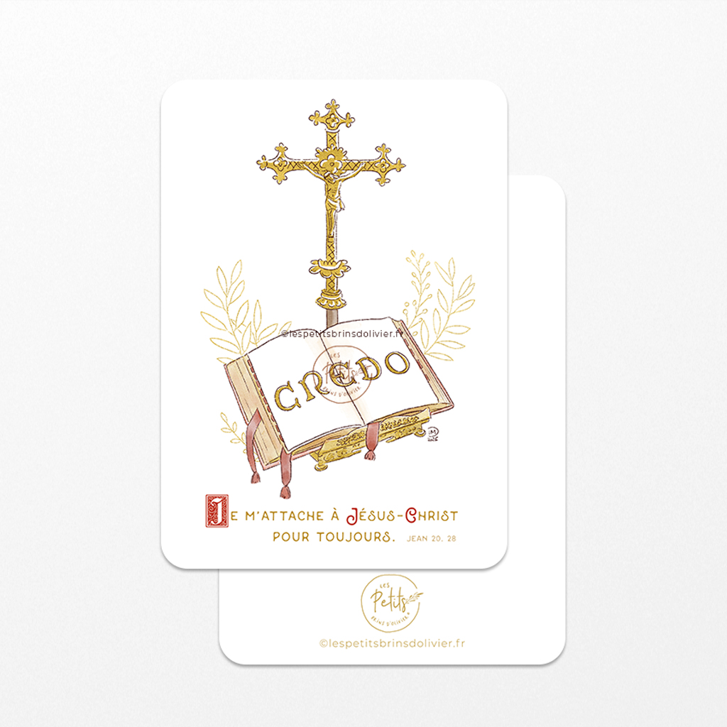 Credo Image signet de profession de foi © Illustration originale Isabelle Monnerot-Dumaine – Les Petits Brins d’Olivier.