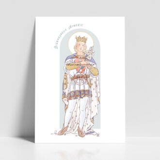 Saint Aymeric Émeric de Hongrie. Saint patron illustration affiche A4 et A3 - Illustration originale ©Les Petits Brins d’Olivier – Isabelle Monnerot-Dumaine.
