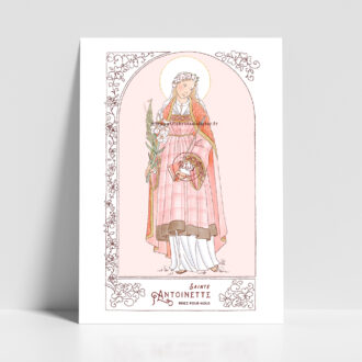 Sainte Antoinette, compagne d'Ursule, vierge et martyre. Sainte patronne illustration affiche A4 et A3 - Illustration originale ©Les Petits Brins d’Olivier – Isabelle Monnerot-Dumaine.