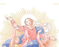 Notre-Dame de l'Assomption d'après Nicolas Poussin - Illustration originale ©Les Petits Brins d’Olivier – Isabelle Monnerot-Dumaine.