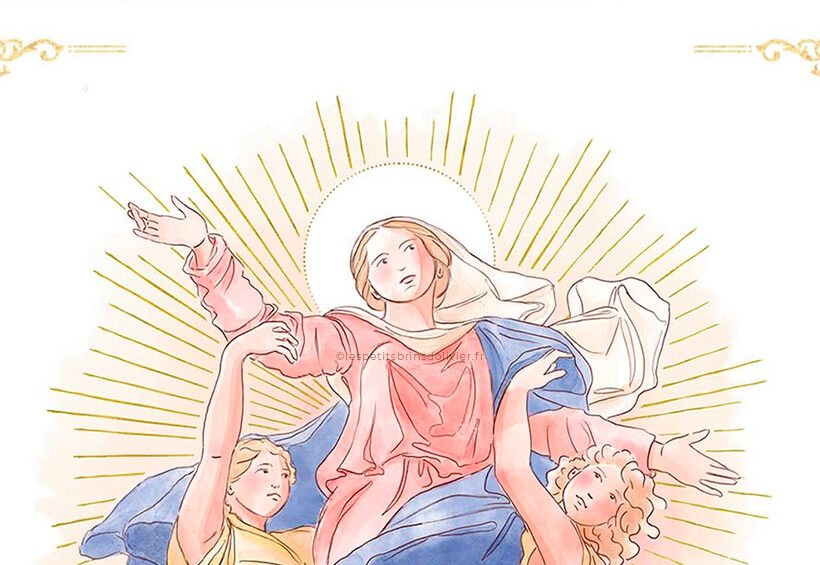Notre-Dame de l'Assomption d'après Nicolas Poussin - Illustration originale ©Les Petits Brins d’Olivier – Isabelle Monnerot-Dumaine.