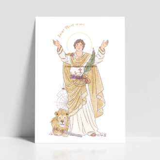 Saint Félix de Nole (Nola). Saint patron illustration affiche A4 et A3 - Illustration originale ©Les Petits Brins d’Olivier – Isabelle Monnerot-Dumaine.