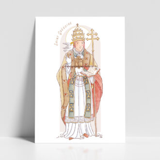 Saint Grégoire 1er Le Grand. Saint patron illustration affiche A4 et A3 - Illustration originale ©Les Petits Brins d’Olivier – Isabelle Monnerot-Dumaine.