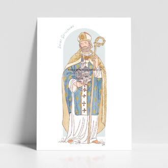 Saint Guillaume de Bourges. Saint patron illustration affiche A4 et A3 - Illustration originale ©Les Petits Brins d’Olivier – Isabelle Monnerot-Dumaine.