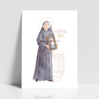 Sainte Faustine Kowalska. Sainte patronne illustration affiche A4 et A3 - Illustration originale ©Les Petits Brins d’Olivier – Isabelle Monnerot-Dumaine.