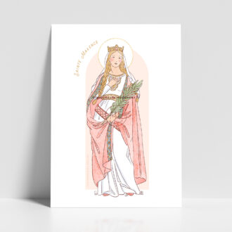 Sainte Maxence - Affiche, carte prière. illustration sainte patronne - Illustration originale ©Les Petits Brins d’Olivier – Isabelle Monnerot-Dumaine.