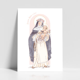 Sainte Rose de Lima - Affiche, carte prière. illustration sainte patronne - Illustration originale ©Les Petits Brins d’Olivier – Isabelle Monnerot-Dumaine.